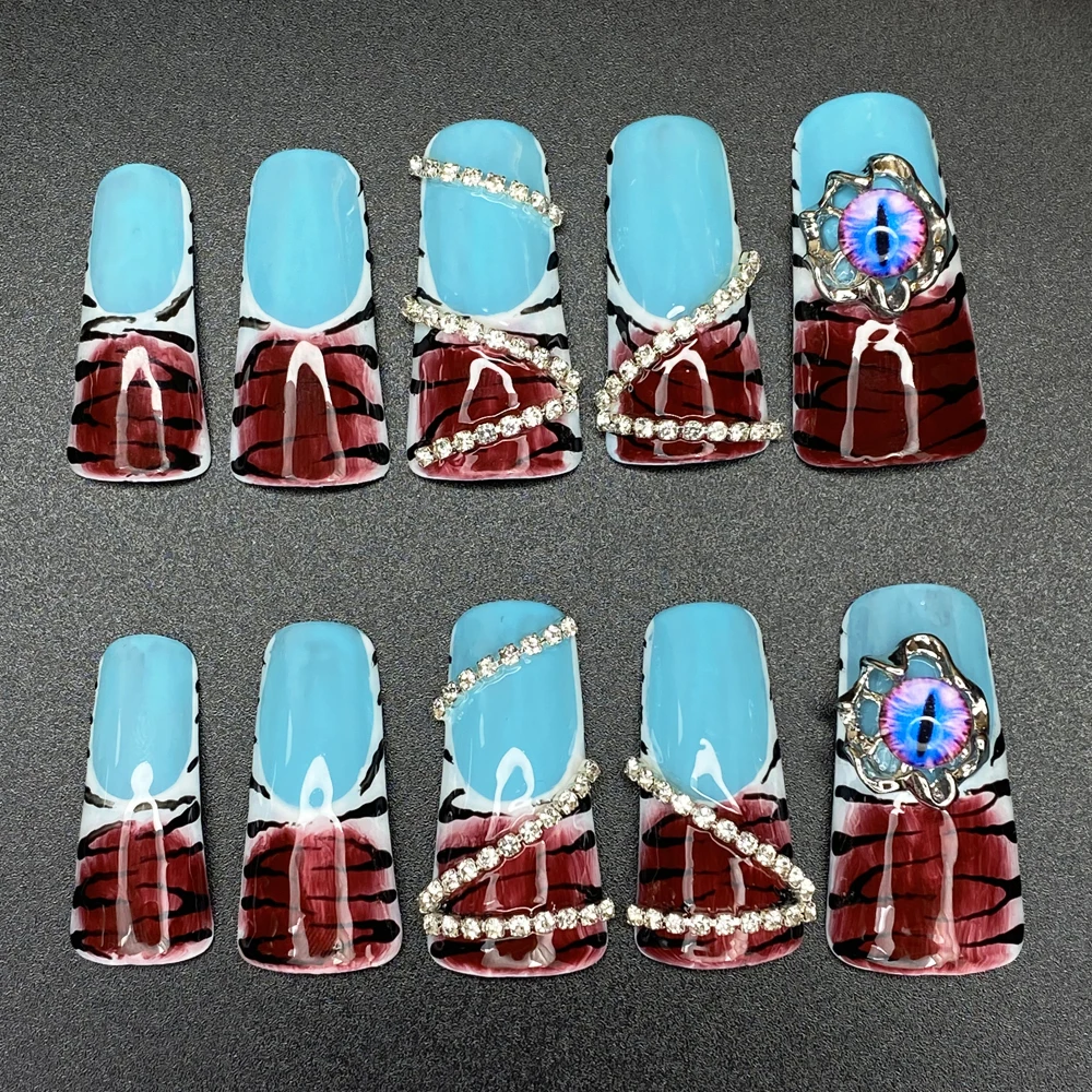 

Luxury Custom Design Full Cover Glossy Artificial Press on Nails Glossy Duck Shape Gothic Handmade False Nails Art for Girl