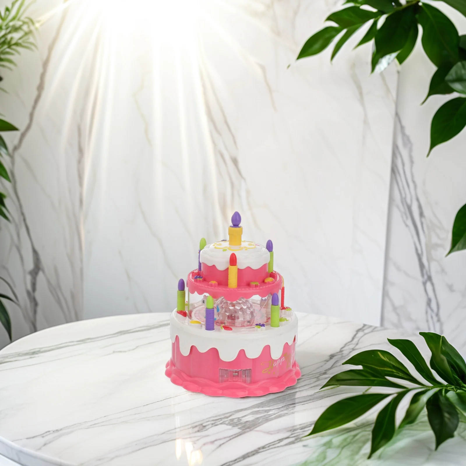 1 قطعة دور الضوء الموسيقي محاكاة كعكة عيد ميلاد التعليمية البلاستيك اللعب منزل هدية محاكاة لعب الاطفال كعكة اللعب #3