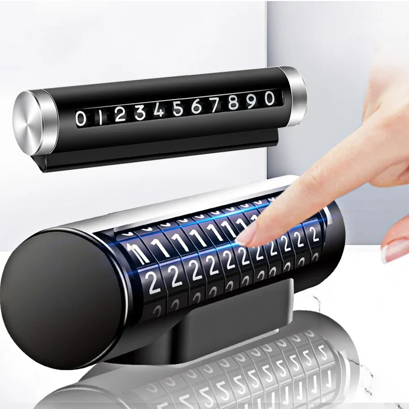 Car Phone Number Plate Temporary Parking Card Aluminum Stickers Rotate Park Stop Temporary Parking Card Auto Accessories