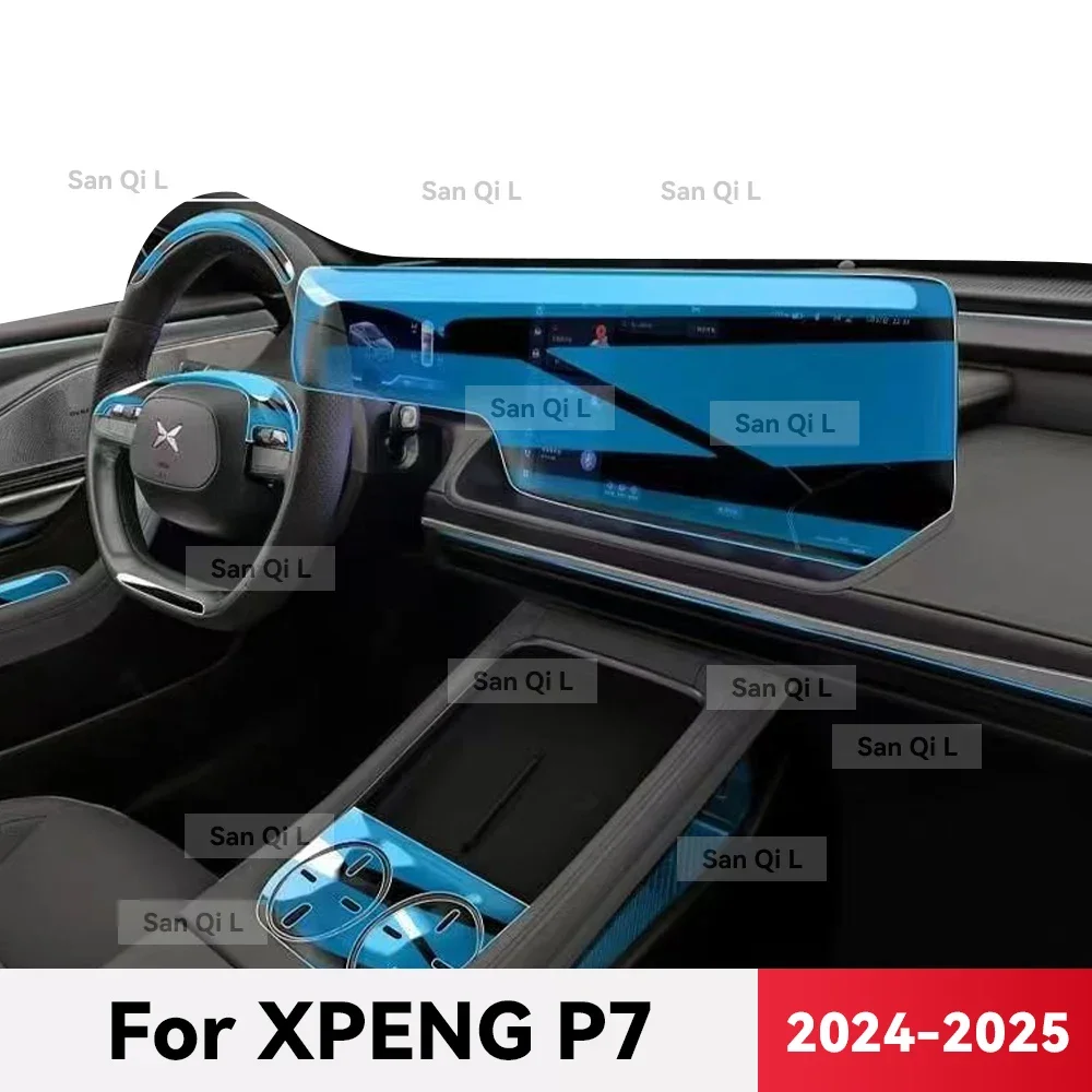 

Для XPENG P7 2024 2025 прозрачный ТПУ автомобильная центральная консоль медиа-приборная панель навигация защита от царапин внутренняя пленка