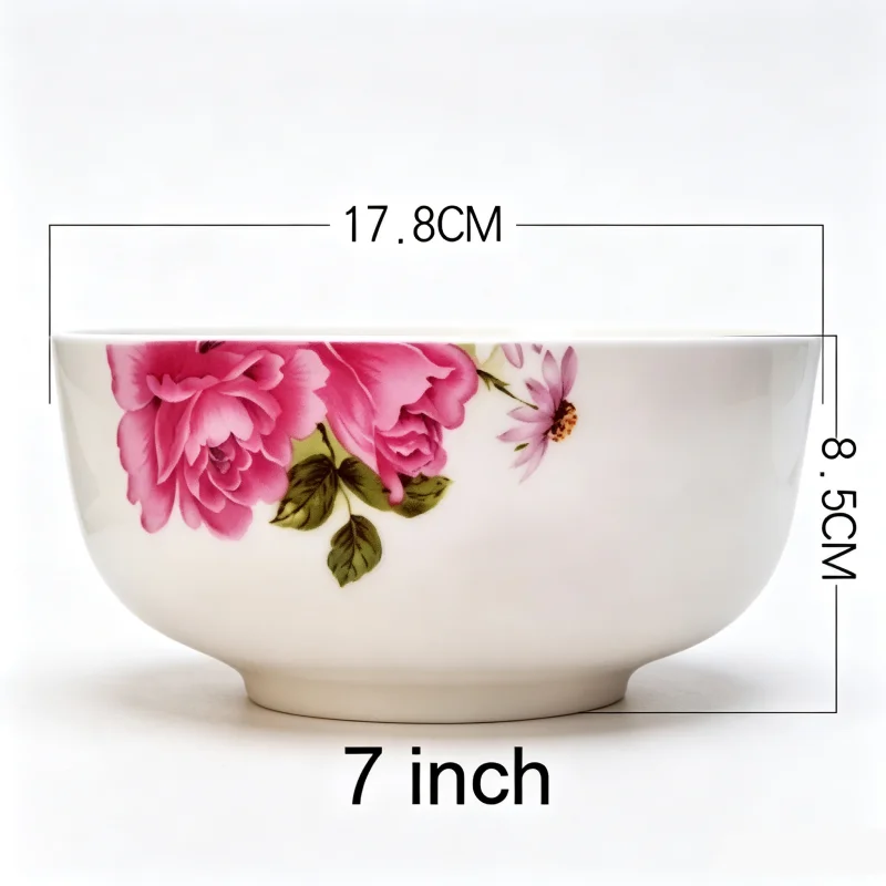 7 inch, bone china big mixing bowl for dinner servies, ceramic bowls soup for dining, porcelain kitchen food storage container