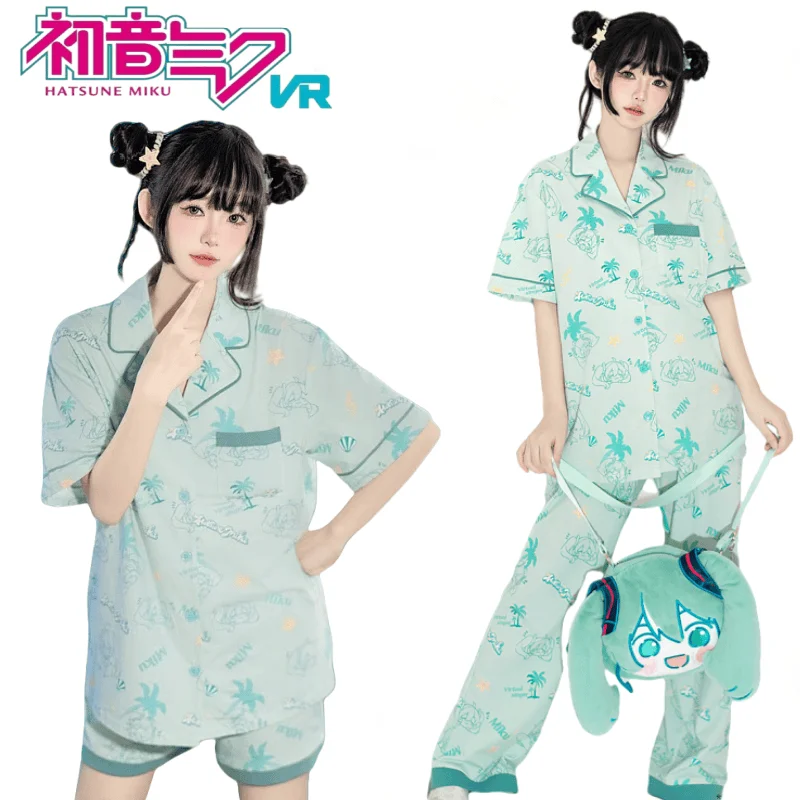 Hatsune Miku Short-sleeved Cardigan Pajamas Buttons Are Soft Comfortable Loungewear Shorts Trousers Dormitory Bedrooms Gift Girl