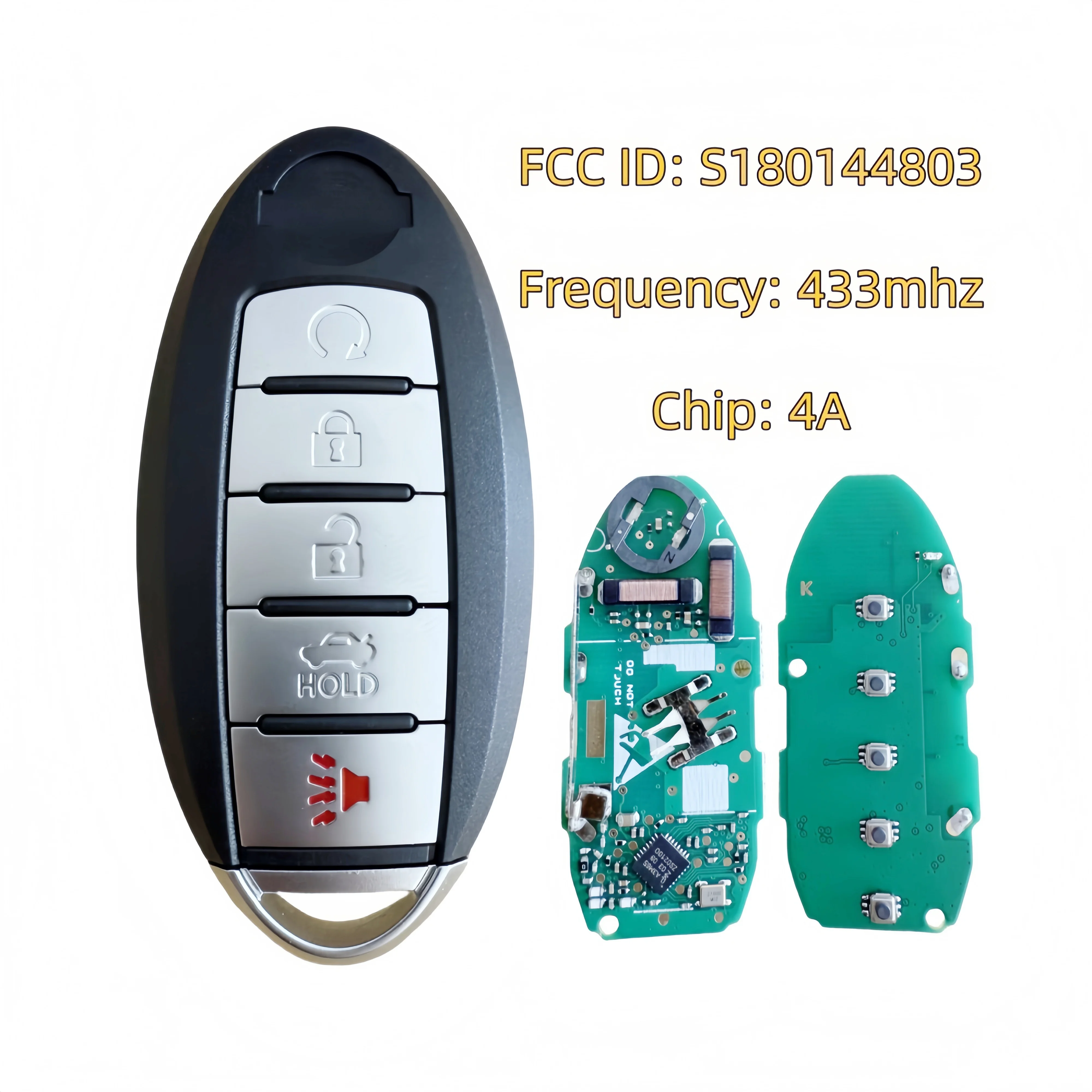 

S180144803 KR5TXN4 Remote Smart Keyless for Nissan 2019 2020 Altima Sentra 433MHz NCF29A1M 4A Chip 5Button Fob Car Key