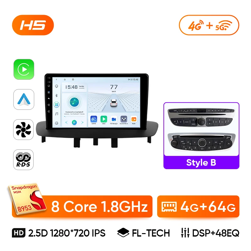 Ainavi Autoradio Voor Renault Megane 3 Fluence Samsung SM3 2008-2014 Draadloze Carplay Android Auto Multimedia Stereo 2 Din