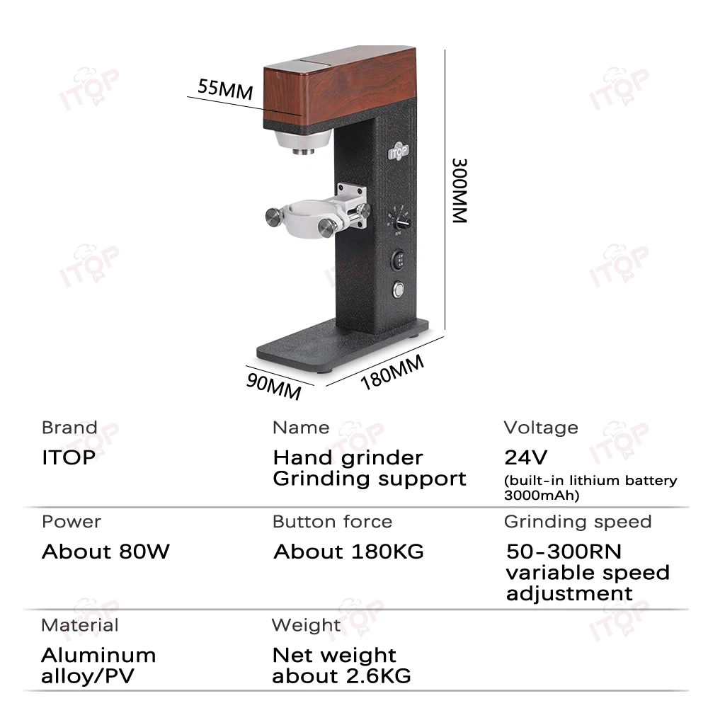 ITOP-MG-U Hand Grinder Grinding Support 50-300RPM Variable Speed Adjustment Coffee Milling Stand Suitable for Most Hand Grinder