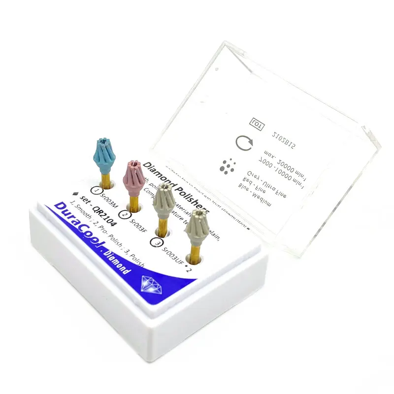 Kit Polonês Composto Dental, Porcelana PolisherTeeth Polishing Bur, Contra Ângulo Espiral Flex Escova, 4Pcs por Conjunto