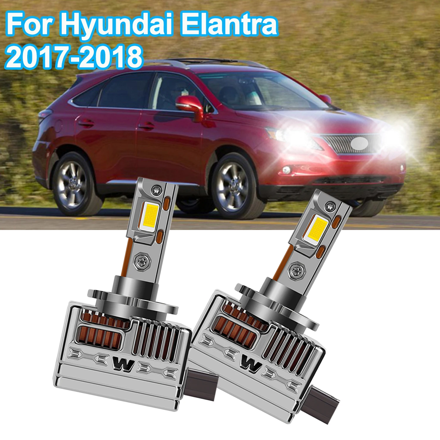 

For Hyundai Elantra 2017-2018 HID Headlight LED Bulbs High Low Beam 3570 CSP Chips Car Lamps for Improved Visibility