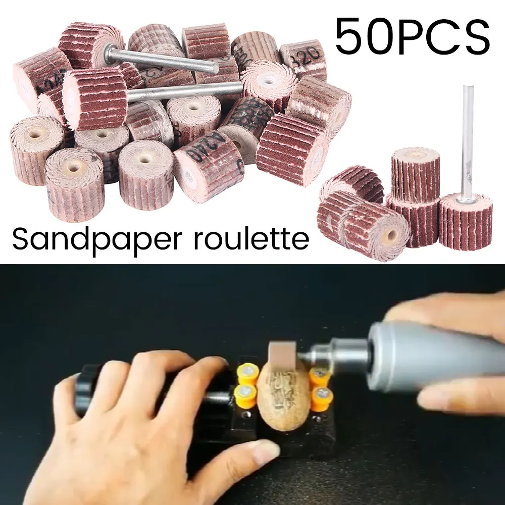 50Pcs Sanding Drum Kit 80/120/240/320/600 Grit Grinding Wheel Head Sander Abrasive Tools Sandpaper Rust Removal Polishing Tools