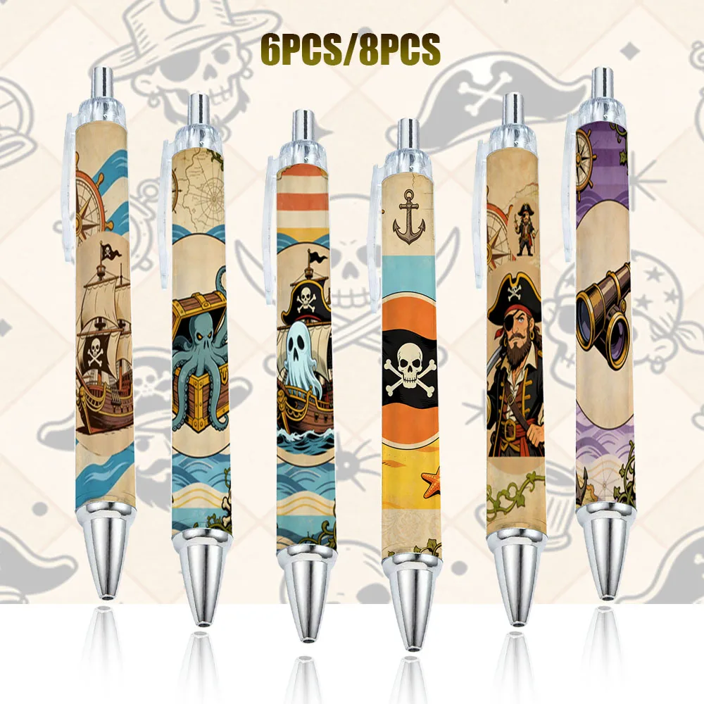 6PCS/8PCS Pirate Serie Themen Kugelschreiber Student Schreiben Stifte Büro Schreibwaren Pirate Thema runde Spitze Stifte