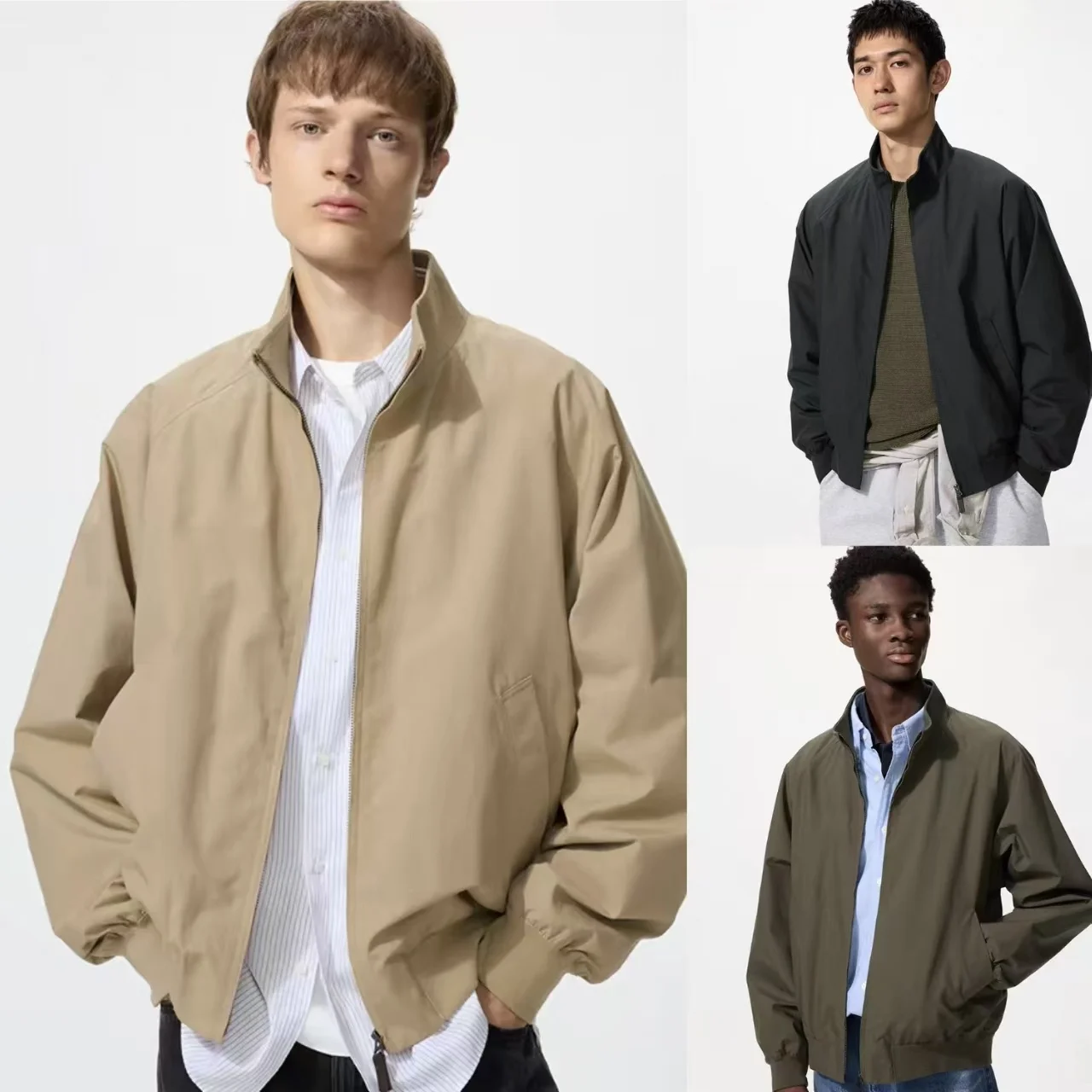 

Весна 2026, свободная повседневная куртка Harrington Jaet с воротником-стойкой, новая мужская и женская верхняя одежда, длинное пальто на молнии из хлопка и полиэстера