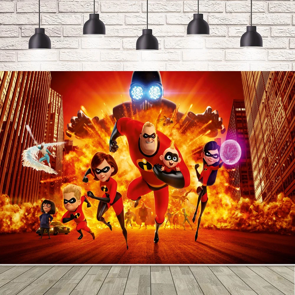 

Photography Backdrop The Incredibles Banner For Baby Shower Kid Birthday Party Room Decoration Background Can Be Customize Name