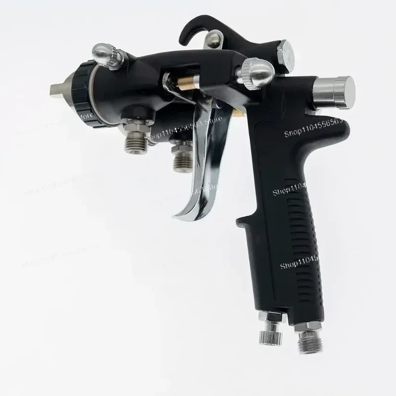 Double-Nozzle Dual-Head Spray Gun (1.4mm) - For Two-Component Coating, External Mixing, Chrome/Silver Finish