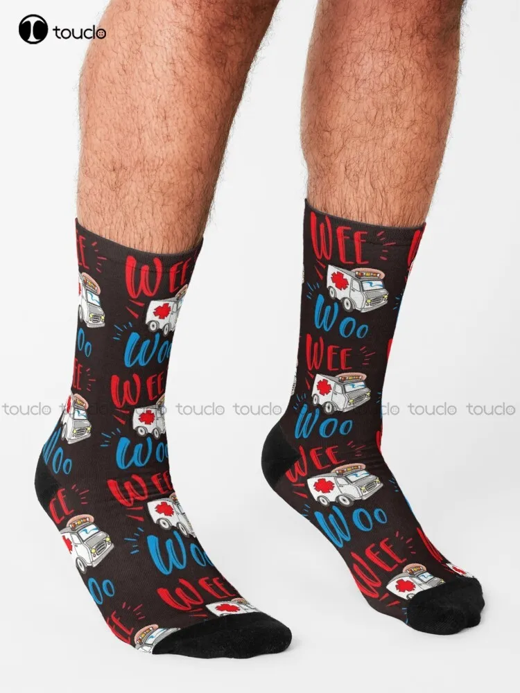 Wee Woo Ambulance Funny Nurse Doctor Gift Paramedic Socks Slipper Socks For Men Unisex Adult Teen Youth Socks Christmas Gift Art image 2