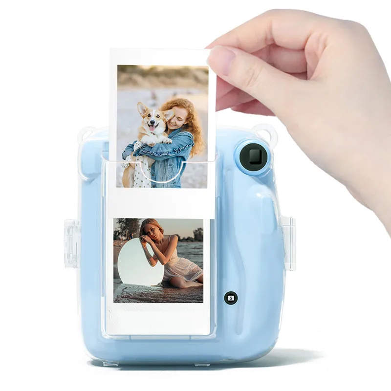 For Fujifilm Instax Mini 11 Transparent Camera Case Protective Carry Bag Case Photo Storing Box Cover with Shoulder Strap