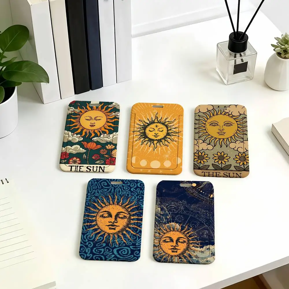 Sun Face Card Holder Student ID Case Daily Use Subway Commute Work Cover Office School Bus Protector