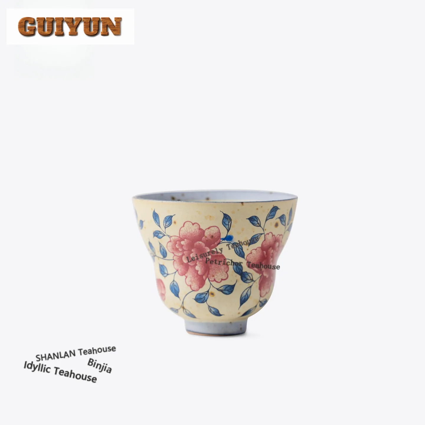 2pc/lot Decal Interlocking Peony Branch Teacup Boutique Tea Bowl Mug Tea-tasting Meditation Cup Jianzhan Master Cups Craft 35ml