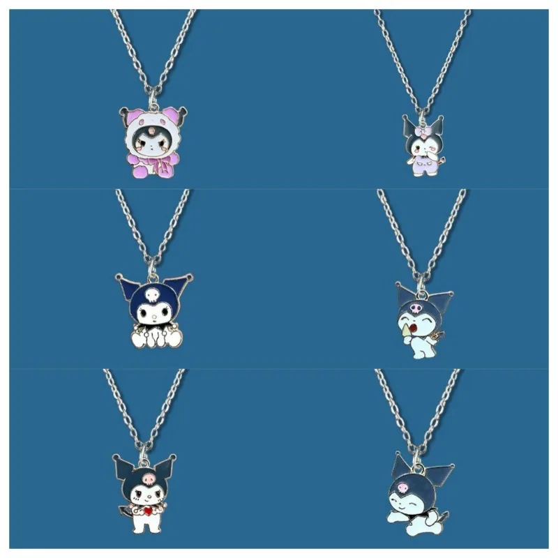 

Sanrio Kuromi My Melody Necklace Anime Figure Cute Cartoon Alloyed Necklace Q Figural Anime Merchandise Decoration Children Gift