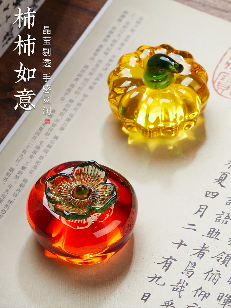 

Persimmon Ruyi Glass Press Paper Study Decoration High Appearance Small Size