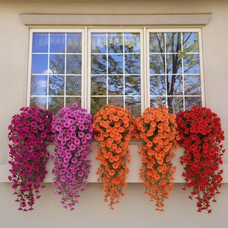 2 Stück Künstliche Trompetenblumen-Ranken, Wasserdichte Kunstblumengirlanden für Hochzeiten im Freien, Partys, Veranda, Wanddekoration, DIY-Deko – Detail 4