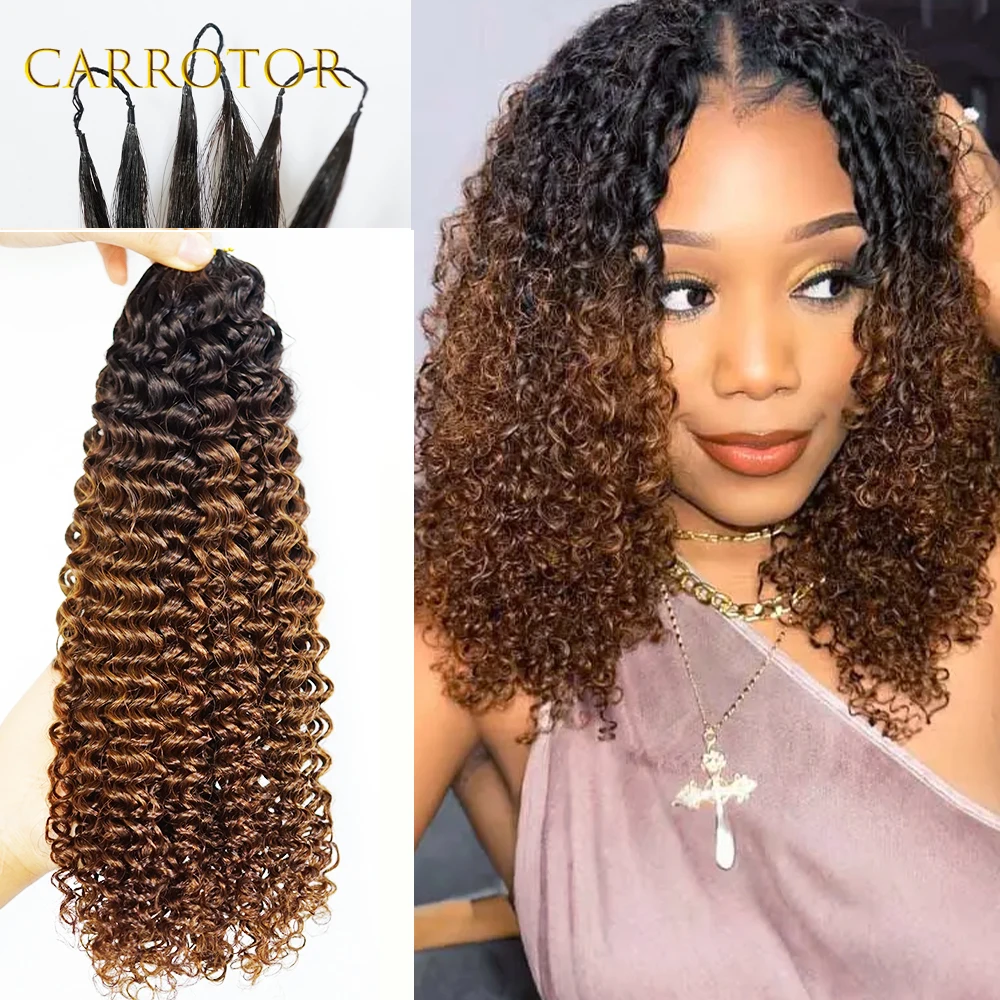 

1B/4 Color Feather Crochet Human Hair Curly with String Handmade Pre-Separated 100% Human Hair Crochet Knotless For Braiding