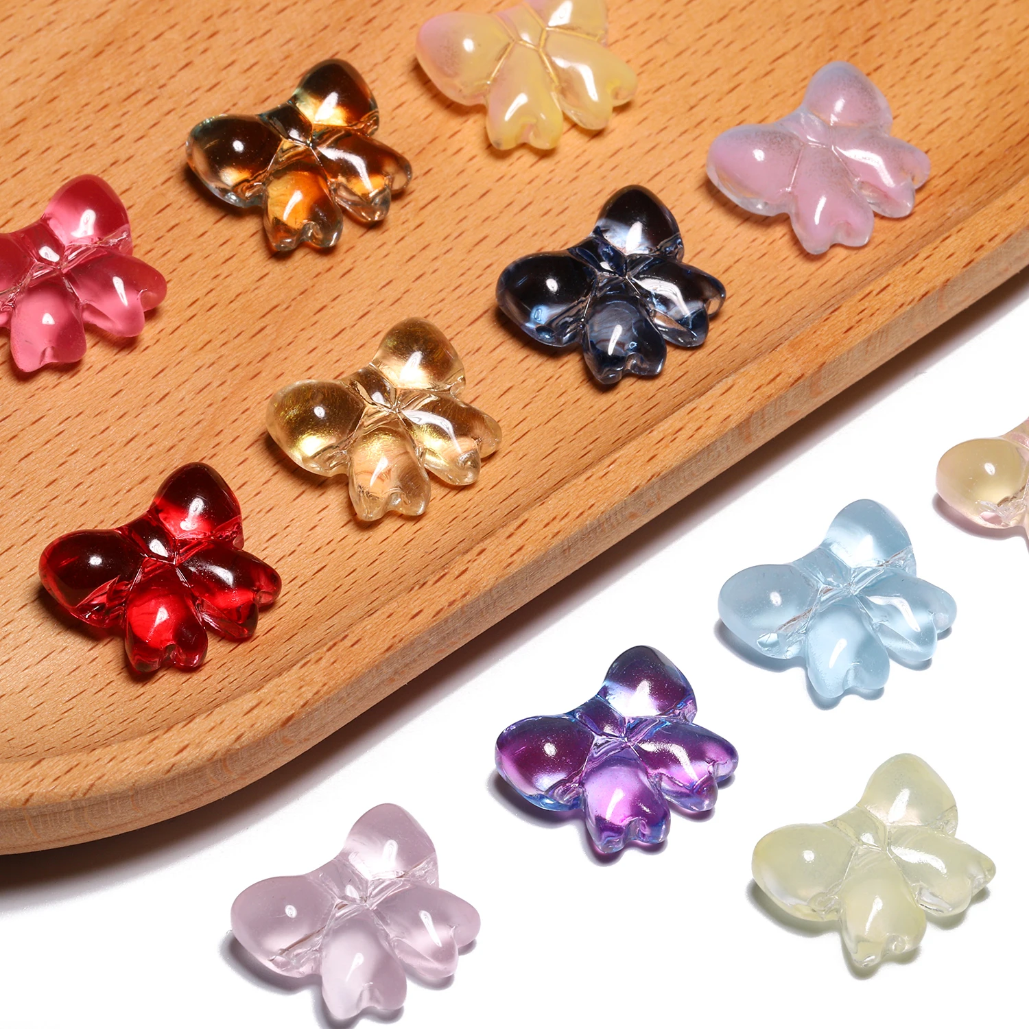 18x15.5mm 20pcs Multicolor Cute Bowknot Lampwork Czech Glass Beads for Needlework Jewelry Making Handmade DIY Bracelet Accessory