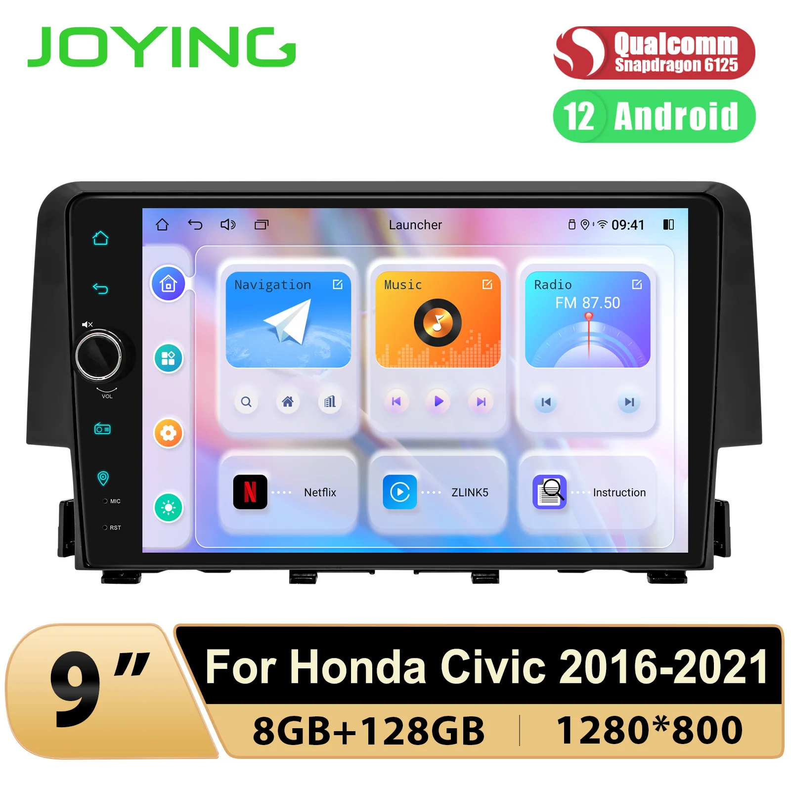 JOYING-Car Radio Stereo Multimedia Audio Carplay System, Suporta Câmeras de Fábrica, Amplificador USB, 9 \