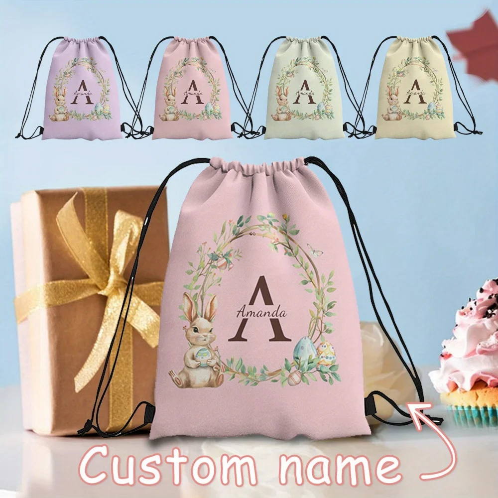 Customize an Easter-Themed Drawstring Backpack with a Choice of 4 Fresh Colors, Personalized with a Unique Name  Holiday!