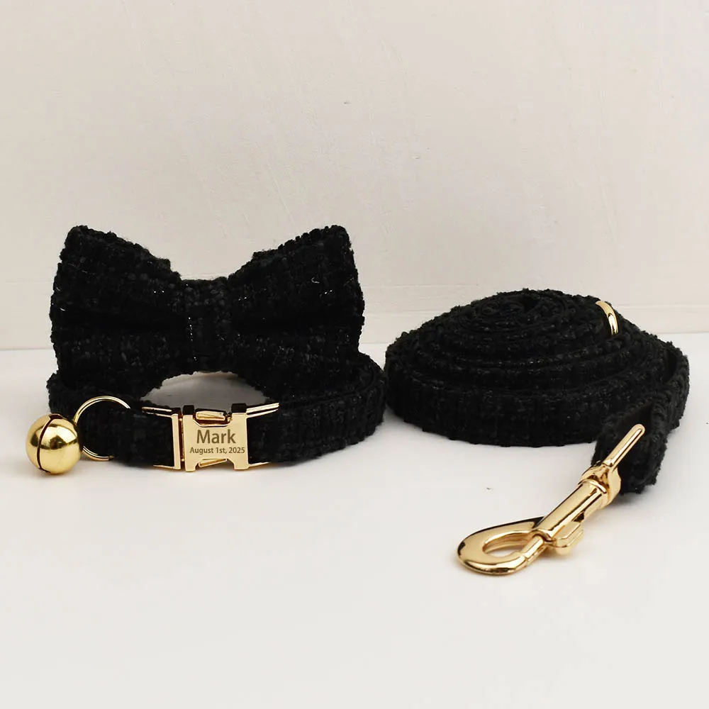 Personalisiertes Katzenhalsband- und Leine-Set aus Metallbeschlägen mit Glockengravur-ID-Tag für Haustierzubehör für Kätzchen – Detail 9