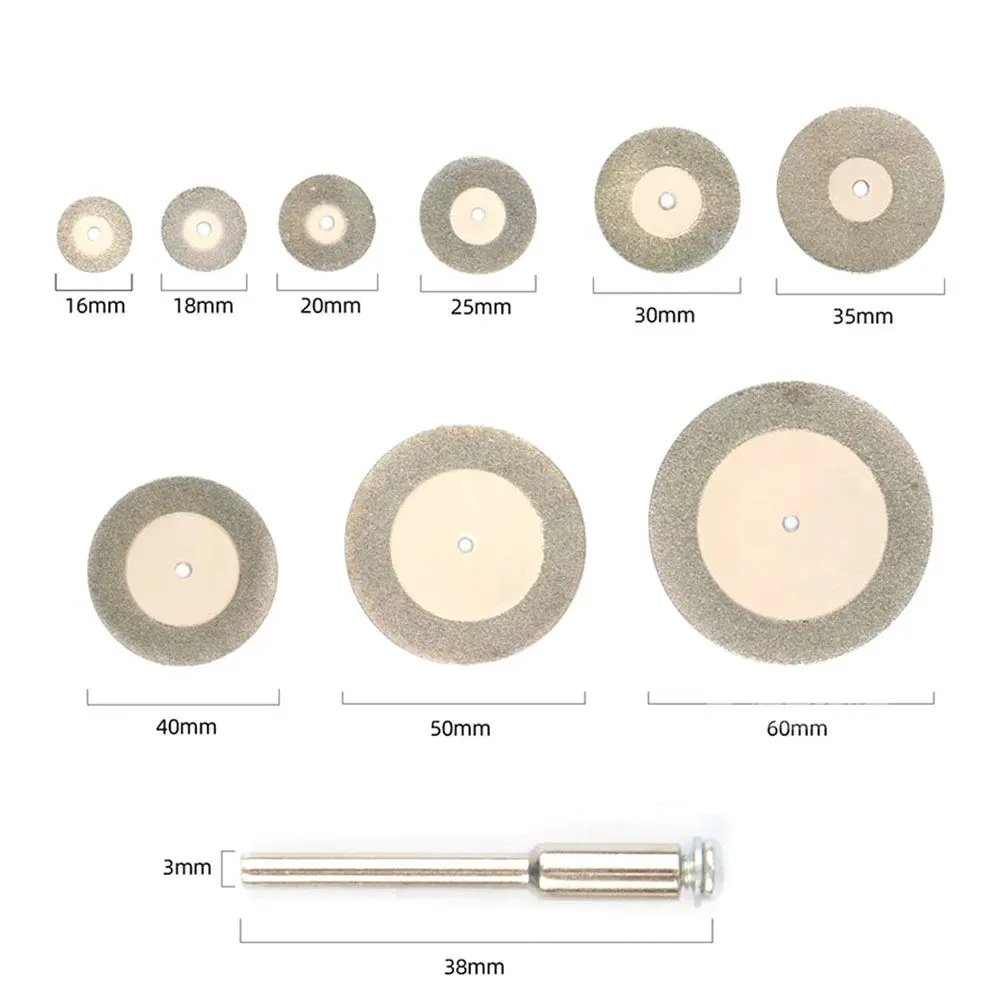 10pcs/set Abrasive Grinding Wheel Mini Diamond Saw Rotary Tool Cutting Disc Kit Diamond Cutting Disc