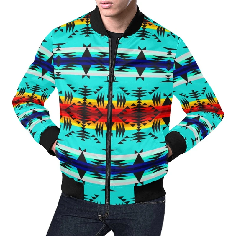 All Over Print Bomber Jacket For Men's Long Sleeve Stand Collar Zipper Breathable Jackets 3d Printed Unique Graphic Autumn Coat