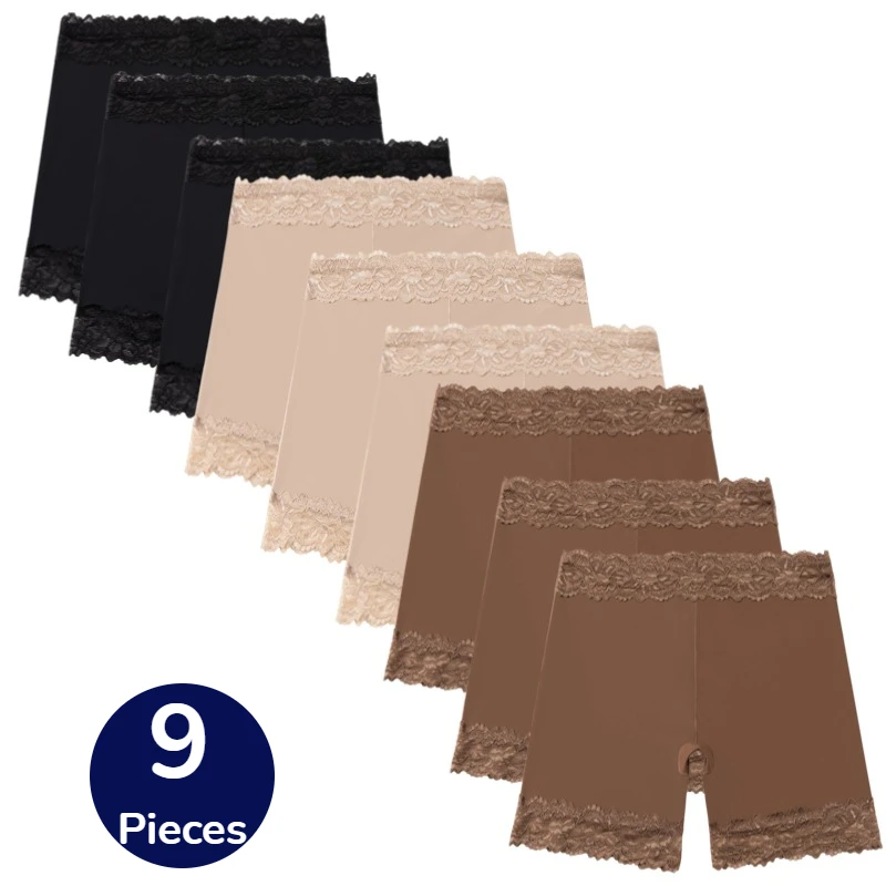 

BZEL 9PCS/Set High WaistWomen's Panties Lace Flower Female Boxers Underwear Shape Body Breathable Comfortable Boyshort Hot Sale
