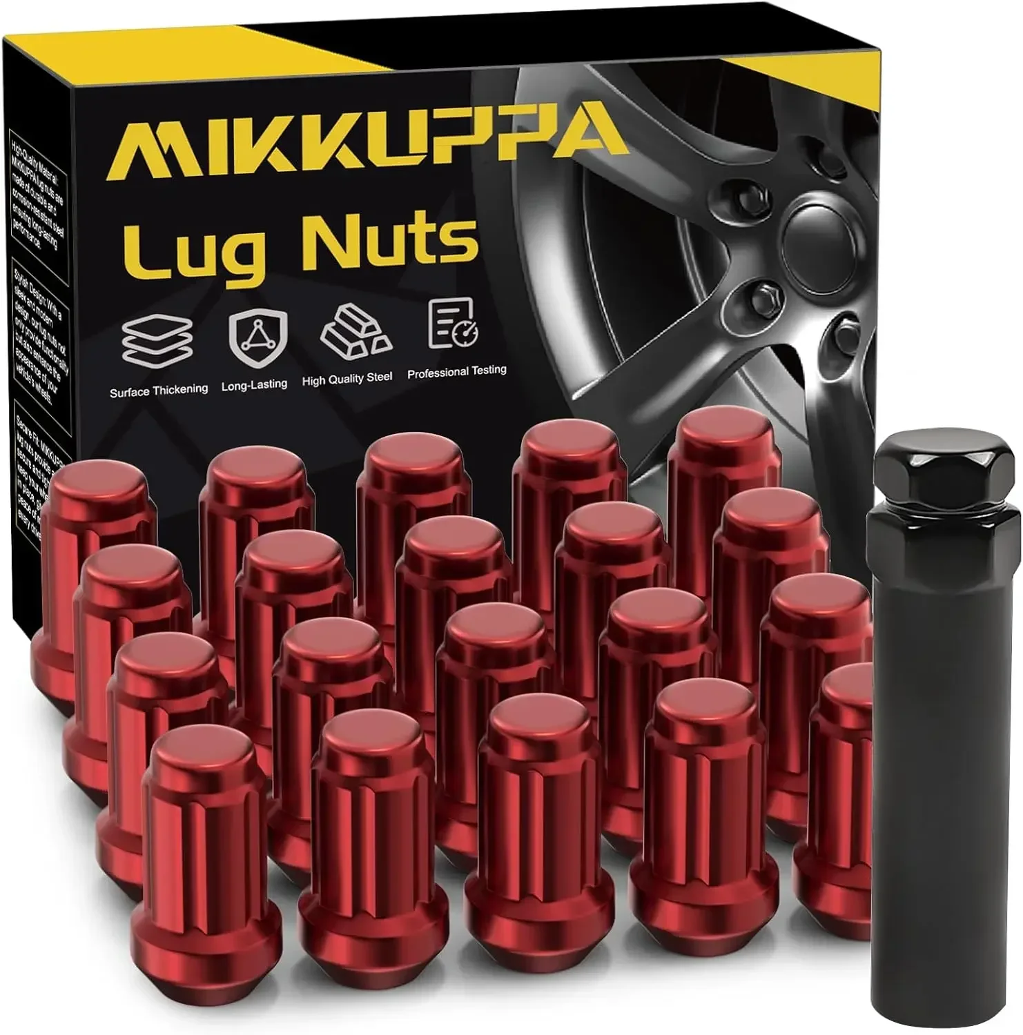 

MIKKUPPA 20PCS M12x1.5 Lug Nuts Red - Replacement for 1994-2013 Chevy Impala, 1998-2019 Honda Accord/CRV/Civic, 2003-2008 Honda