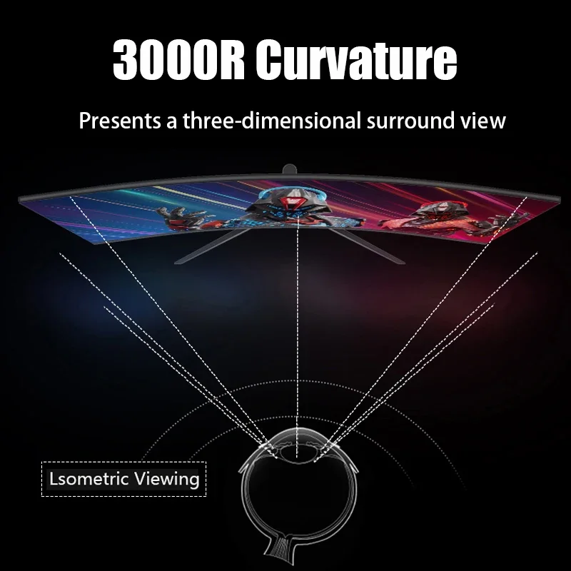 Monitor da gioco curvo da 24 pollici 1K 165hz 144hz 1MS VA FHD Display desktop 300cd/m2 per monitor PC Gamer Altoparlante incorporato DP