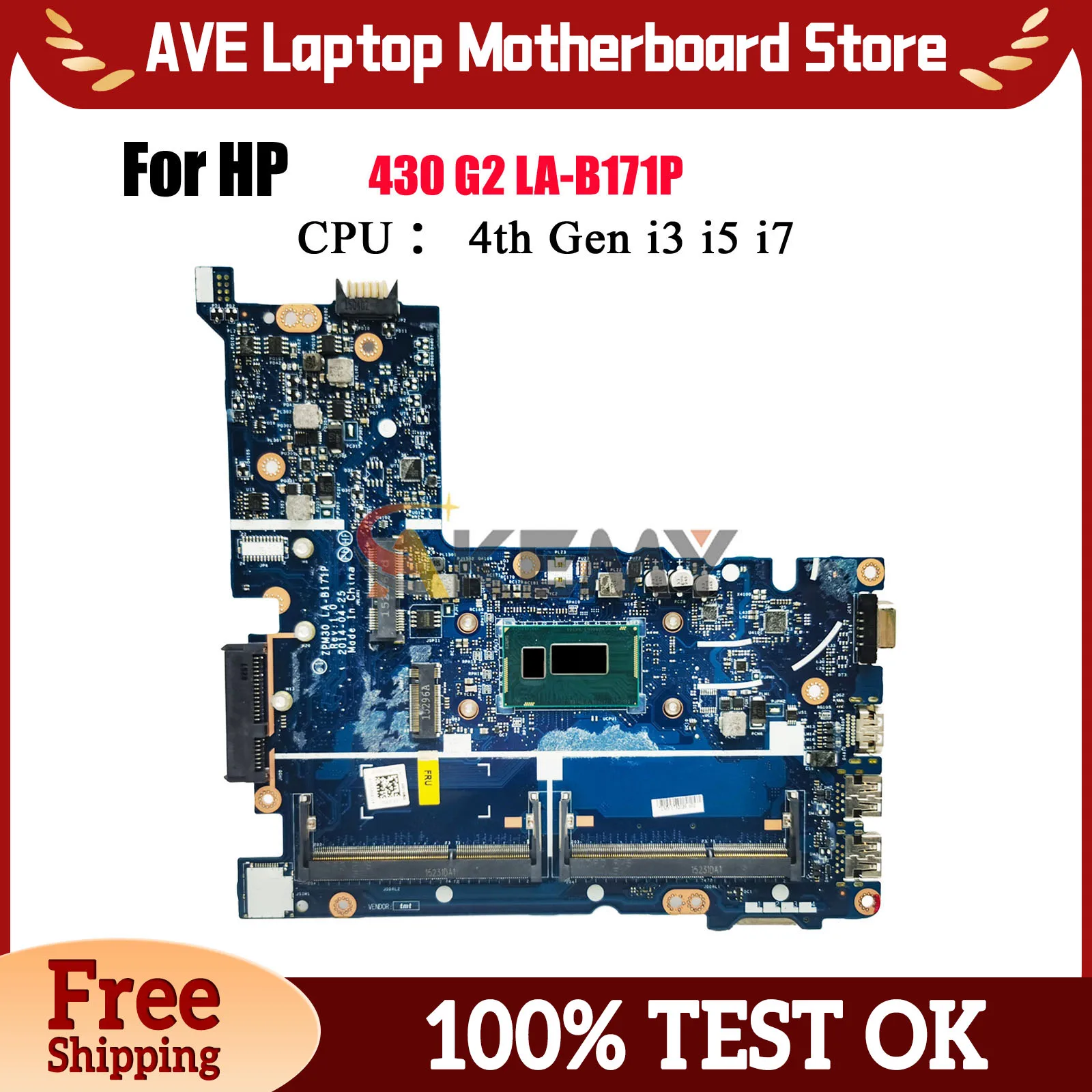 

LA-B171P для ноутбука HP ProBook 430 G2, материнская плата с процессором i3 i5 i7 4-го 5-го поколения 774515-001 798060-601, 100% полностью протестировано