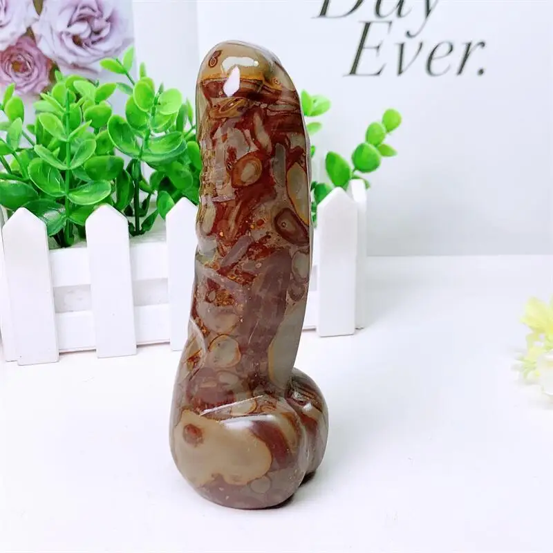 14.5cm Natural  Fish Seed Stone Penis Crystal Quartz Yoni Wand Massage Stick Healing Gemstone As Gift For Women 1pcs