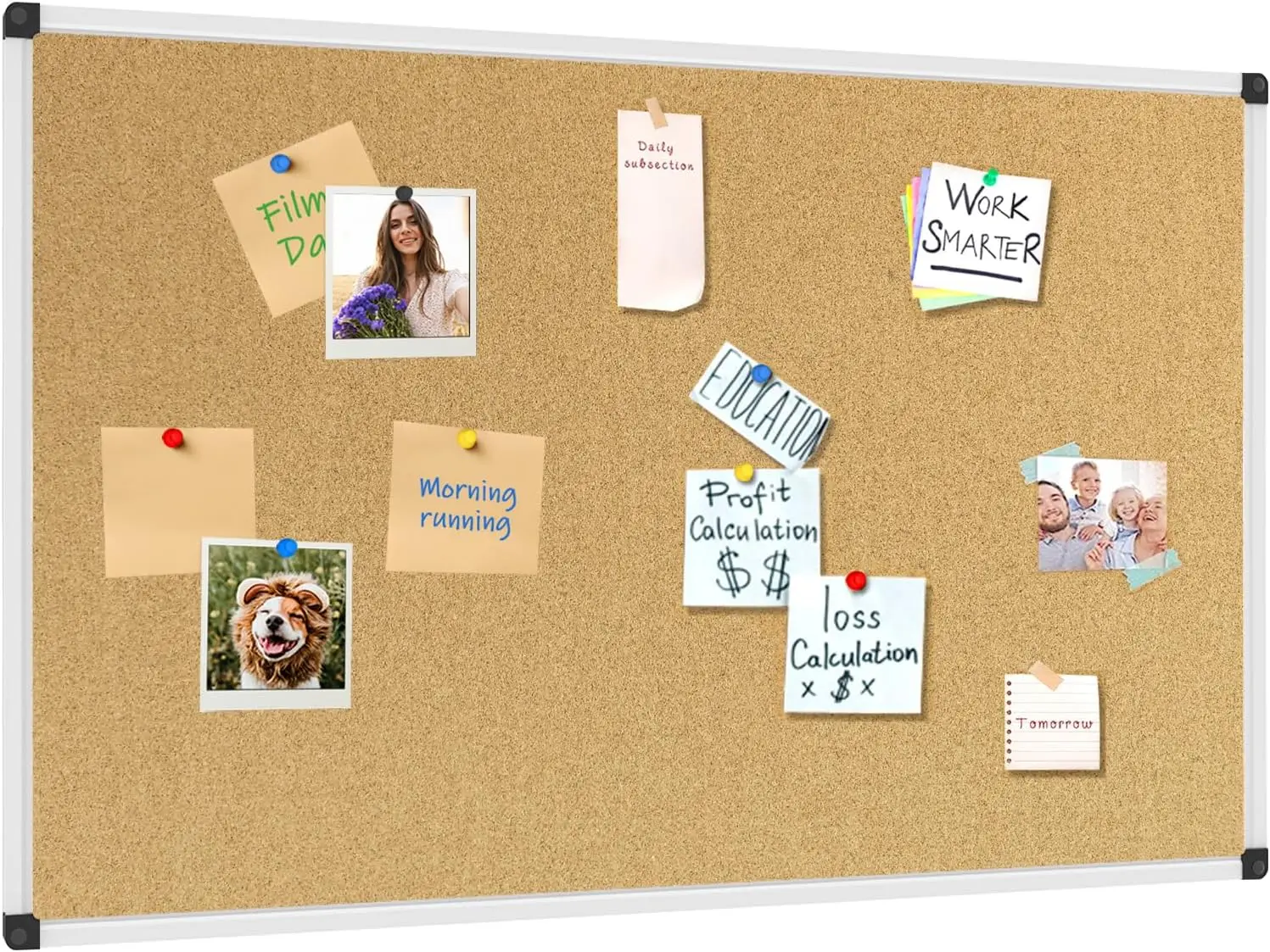 

Cork Bulletin Board 48 x 31 inch, Self-Healing Corkboard with Push Pins for Display and Organization