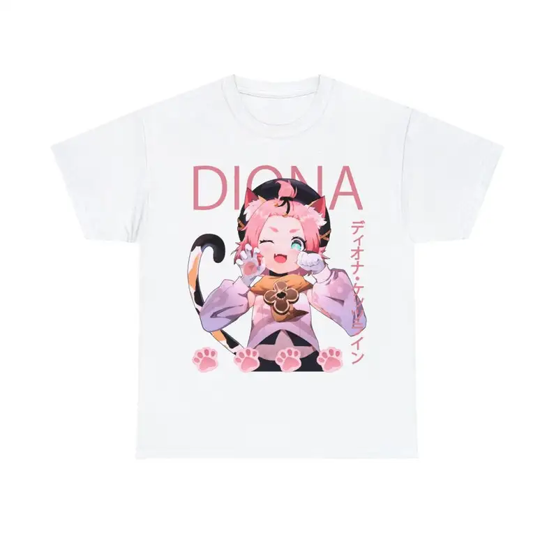 Diona Genshin Impact Aesthetic Anime Vaporwave Unisex Heavy Cotton Tee image 2