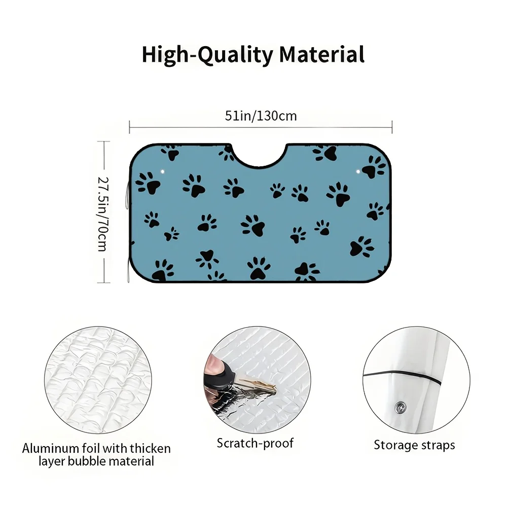 قطعة واحدة من واقي الشمس للزجاج الأمامي بطباعة مخالب الكلب الأزرق للسيارات - تصميم ممتع، حماية من الأشعة فوق البنفسجية وتقليل الحرارة، يناسب معظم المركبات، سيارة S #3