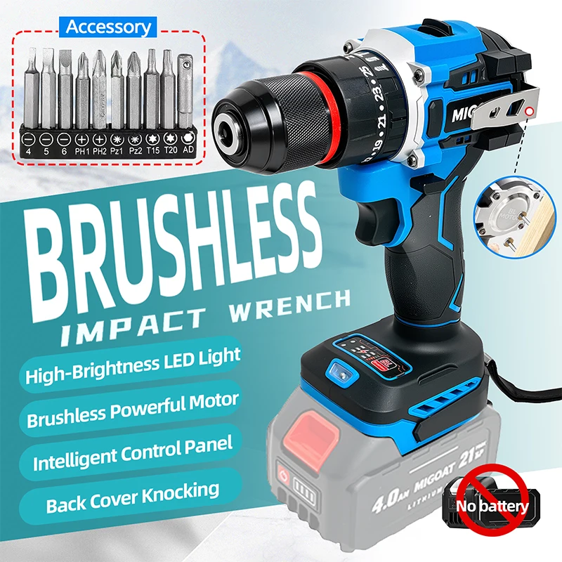 مثقاب صدمي بدون فرش، مثقاب تأثير تشاك سريع 3/8 بوصة، وظيفة المطرقة، أداة لاسلكية متينة لبطارية ماكيتا 18 فولت