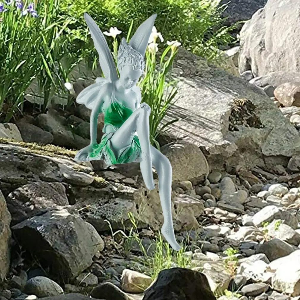 2024 New Flower Fairy Statue Ornament Figurines With Wings Outdoor Garden Resin Craft Landscaping Yard Decoration Fast Delivery