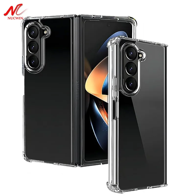 Für Samsung Galaxy Z Fold 6 7 Airbag Transparente Hülle Z Fold 7 6 5 4 3 Acryl PC Rückseite Weiche Panzerung TPU Schutzhülle für Galaxy ZFold7