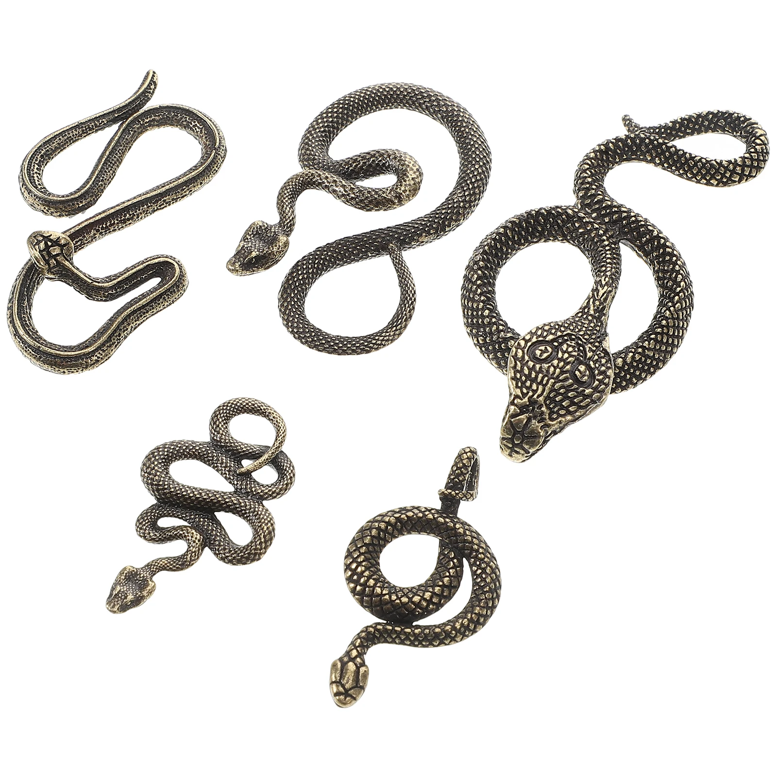 

5 Pcs Copper Snake Ornaments Car Dashboard Decor Desktop Decoration Fu Character