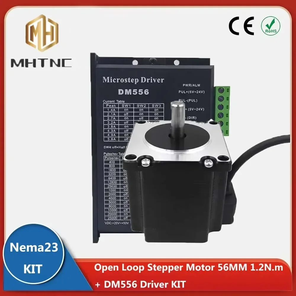 

Nema 23 Stepper 57HS56 Motor DM556 Driver Kit Open Loop 1N.m 3A Driver 1.4-5.6 A 24-50/VDC for 3D Printer CNC Machine Monitor