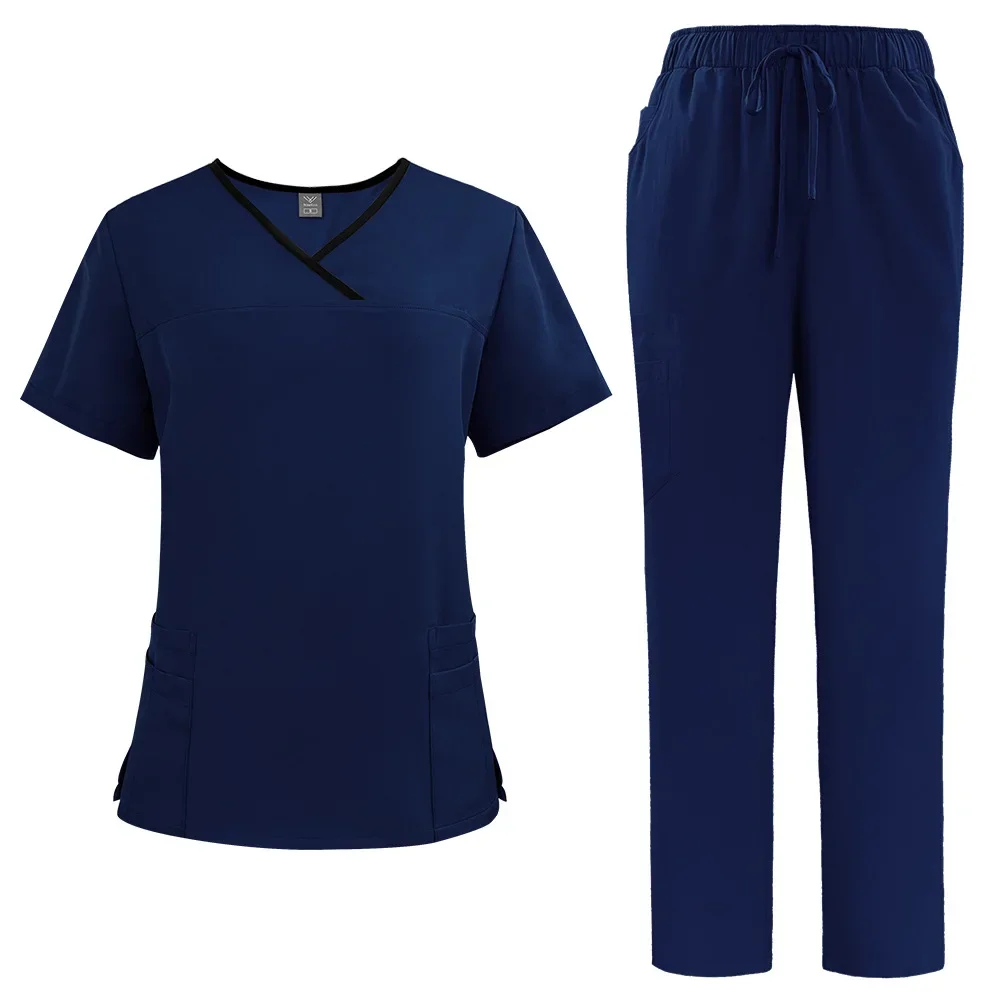 

Women Medical Scrubs Sets Hospital Surgery Uniforms Doctors Nurse Accessories Scrubs Tops Pant Dental Beauty Spa Work Clothing