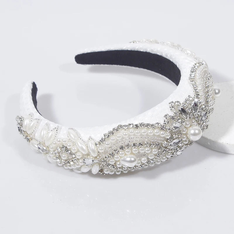 2024 White Hairbands New Luxury Bezel Women Girls Rhinestone Female Hair Hoops Hair Accessories Fashion Jewelry Headband