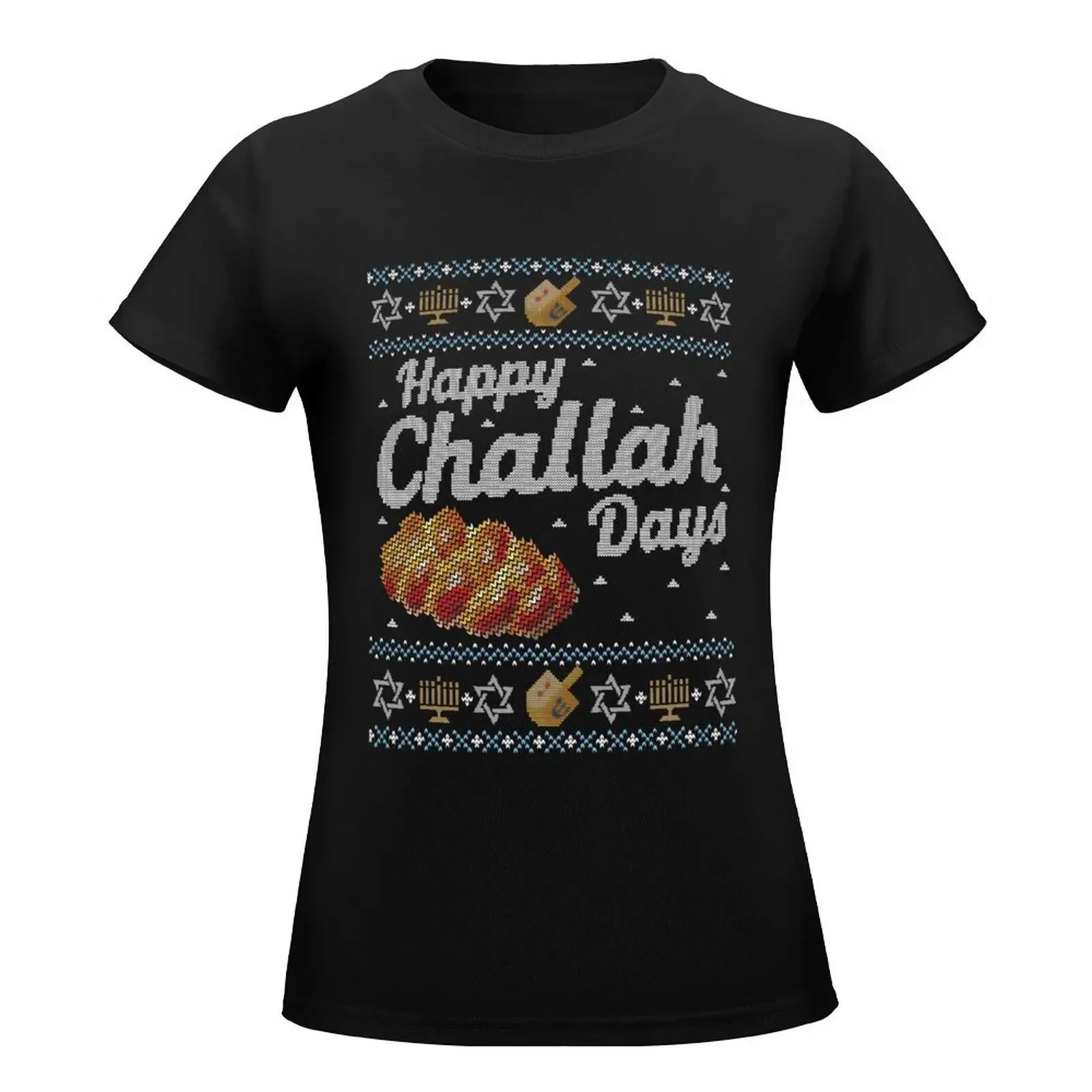 Funny Ugly Hanukkah Sweater, Happy Challah Days T-Shirt cute tops hippie clothes Women tops