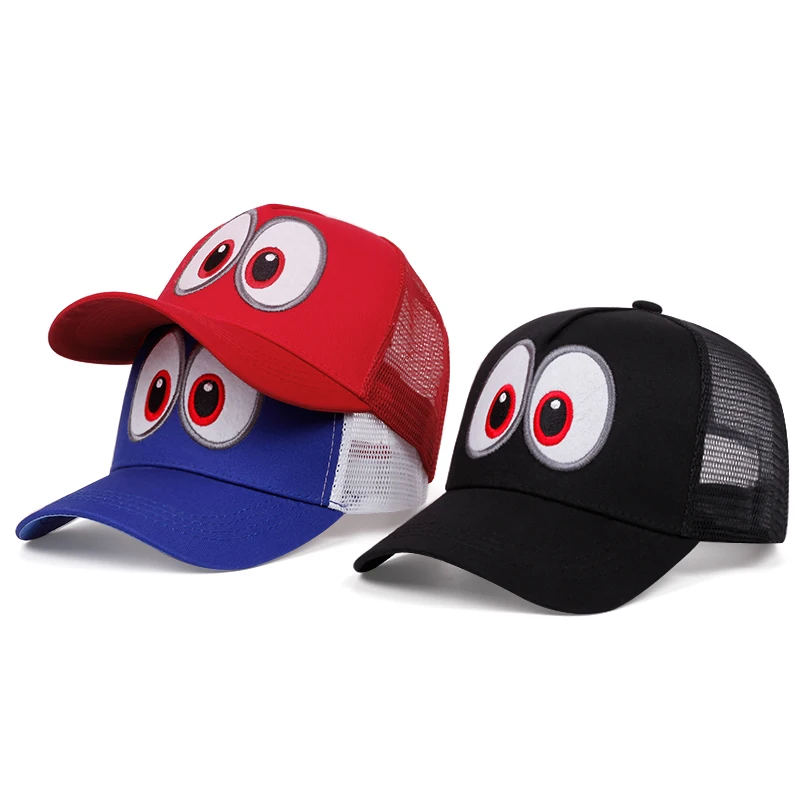 Cute big eyes Baseball cap cartoon anime Outdoor recreational show trucker hats couple mesh net caps