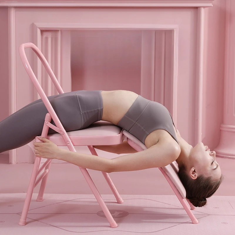 

Thickened Professional Yoga Chair Pink, Foldable Multifunctional Stool, Iyengar Inversion Equipment, Supportive Yoga Tool