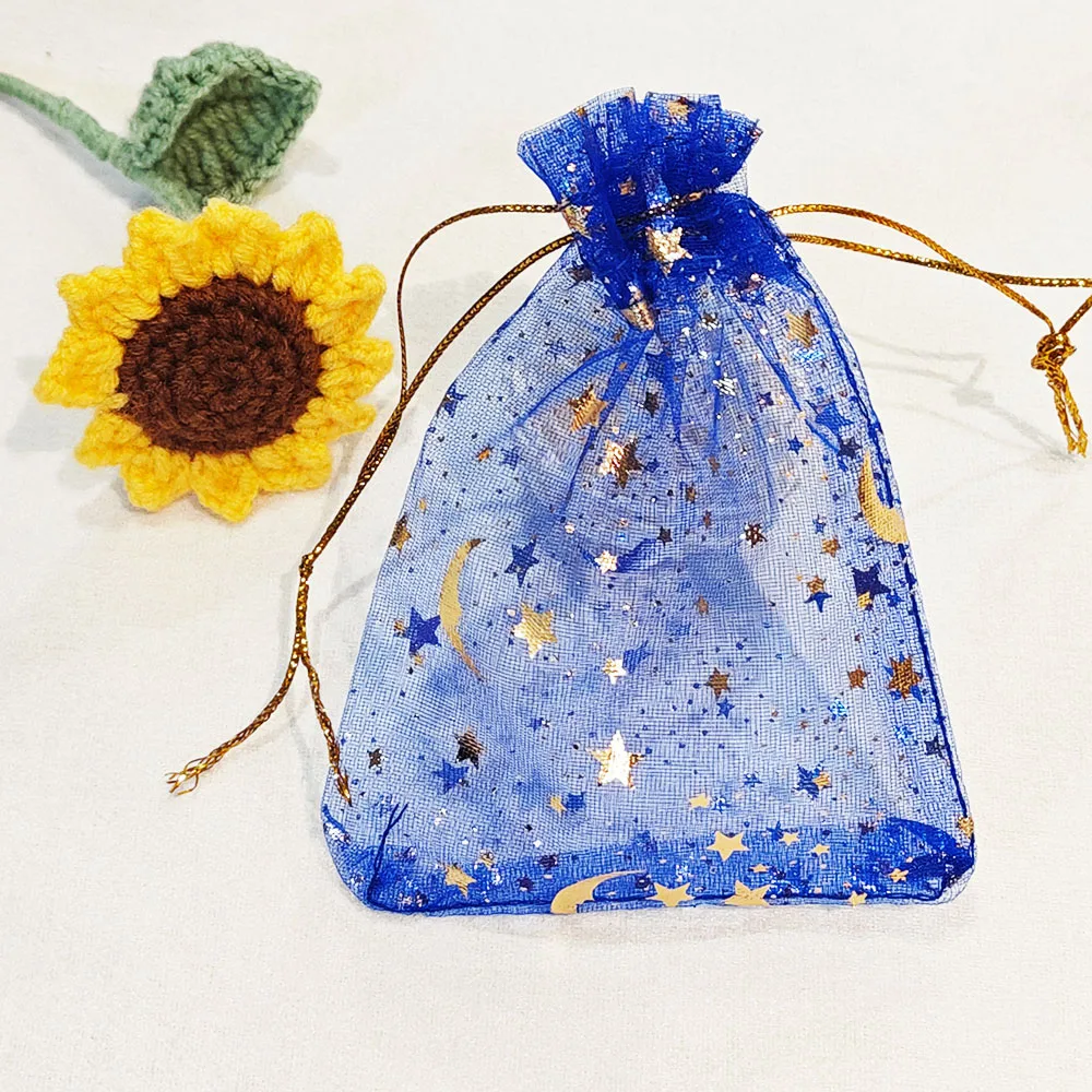 25/50/100 stücke Mond Sterne Organza Geschenk Beutel Mehrfarbige Schmuck Geschenke Beutel Für Hochzeit Party Süßigkeiten Tasche schmuck Verpackung Großhandel