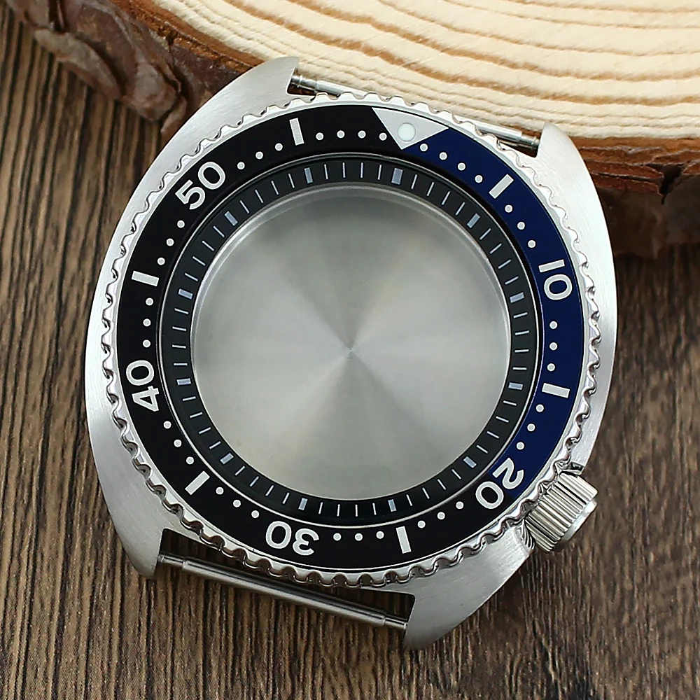 45mm Watch SKX Case NH35 Sapphire Crystal For Seiko Mod NH35 NH36 4R Movts SRPD Steel SKX Watch Accessories Parts Turtle Abalone